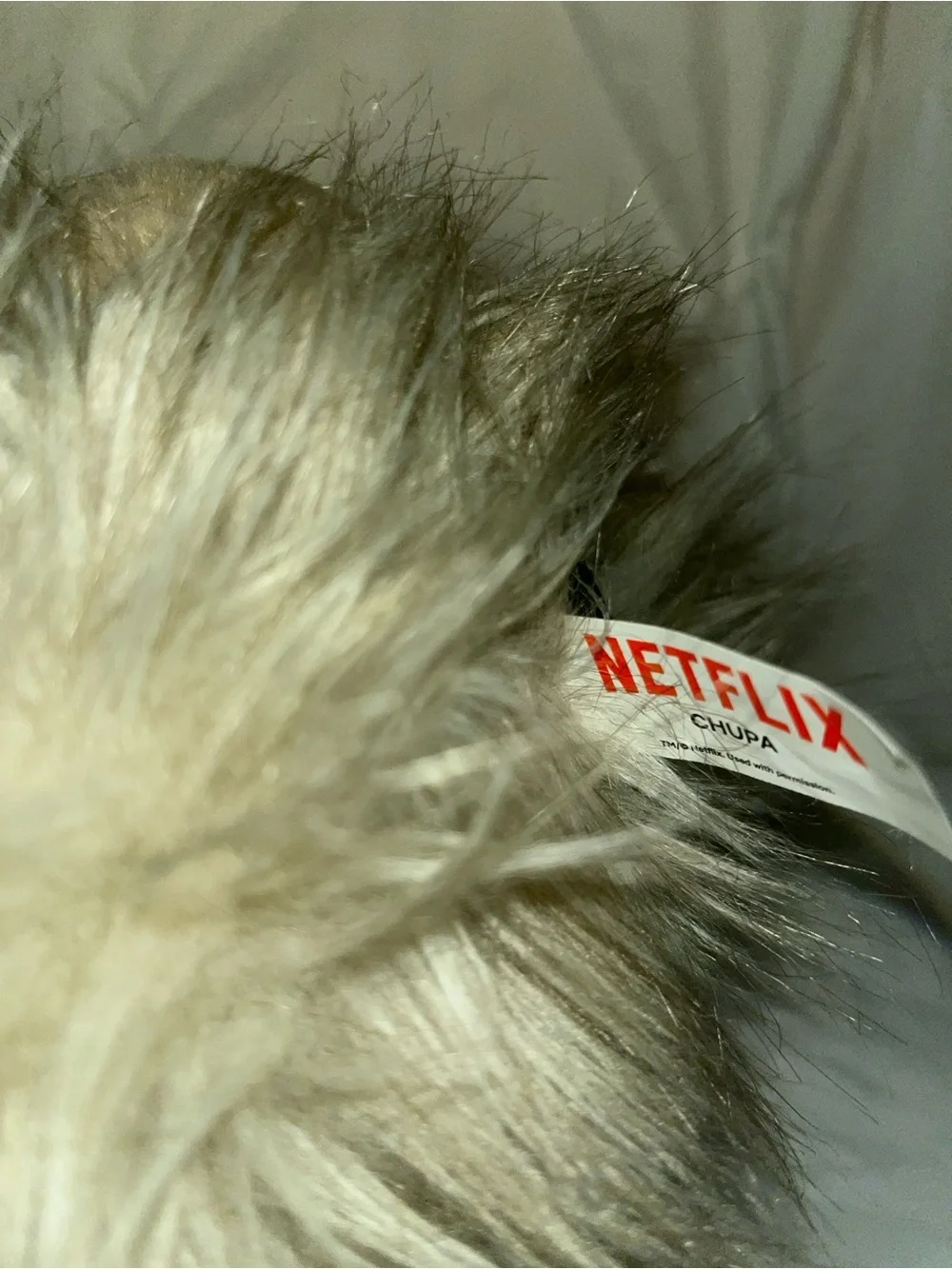 Netflix Plush Bear in Gray and Cream Fur